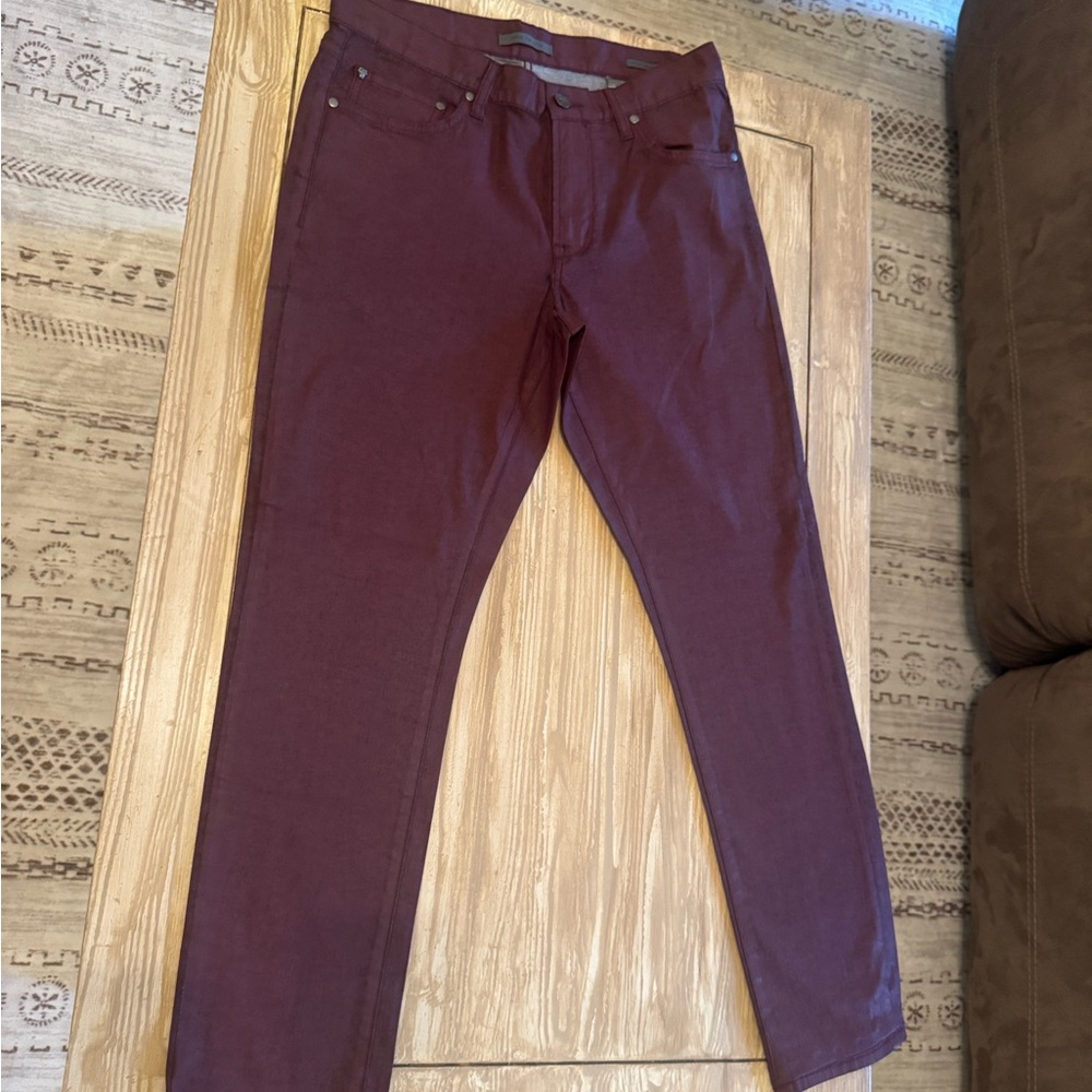 John Varvatos Burgundy Waxed Jeans